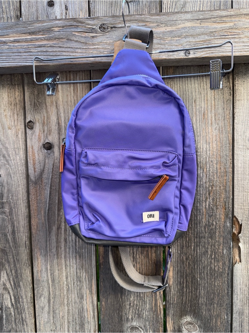 ORI London Willesden Purple Sling Bag with Gray Strap